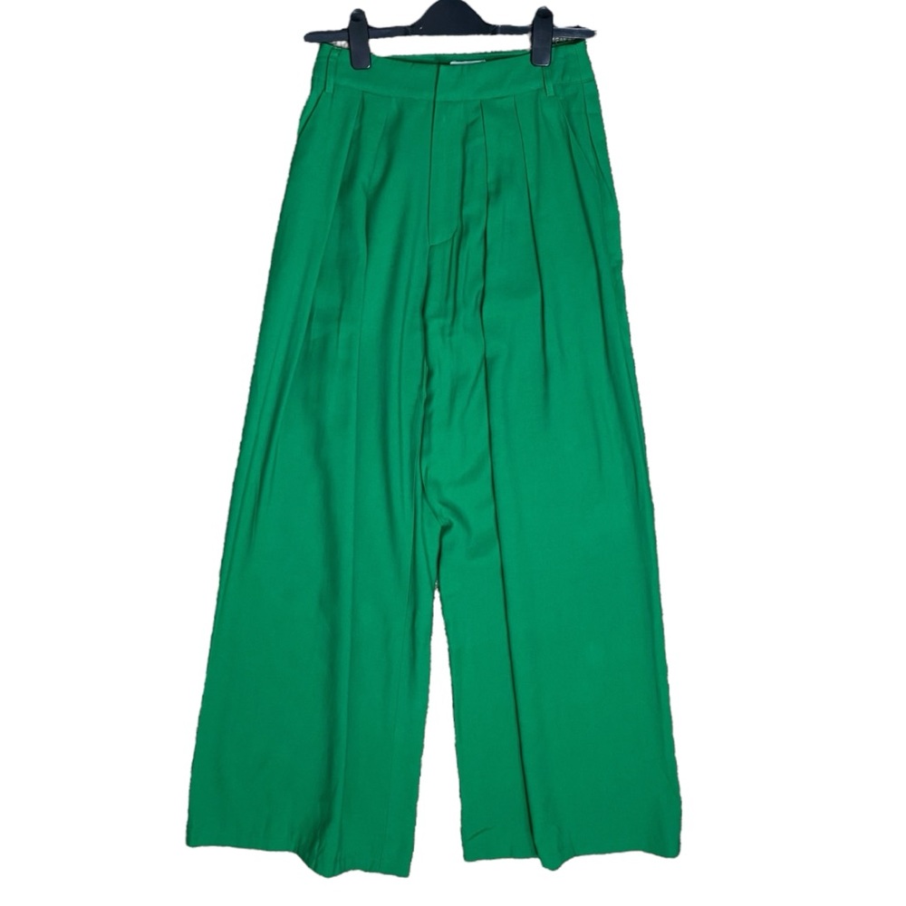 Revolve SNDYS Hills Tailored Green Wide Leg High Waist Pleat Trouser Pant Sz 4 - Picture 7 of 15